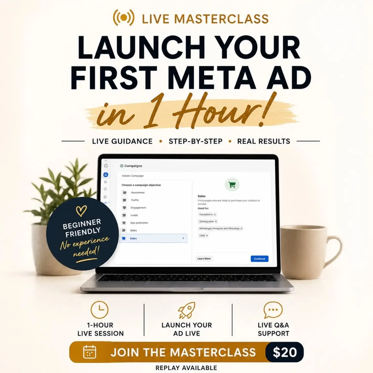 You don&rsquo;t need another Meta ads tutorial.
You need to actually launch your ad.

If you&rsquo;ve:
-watched videos
-opened Ads Manager
-felt overwhelmed
and then closed it again&hellip;

You&rsquo;re not alone.

That&rsquo;s exactly why I created