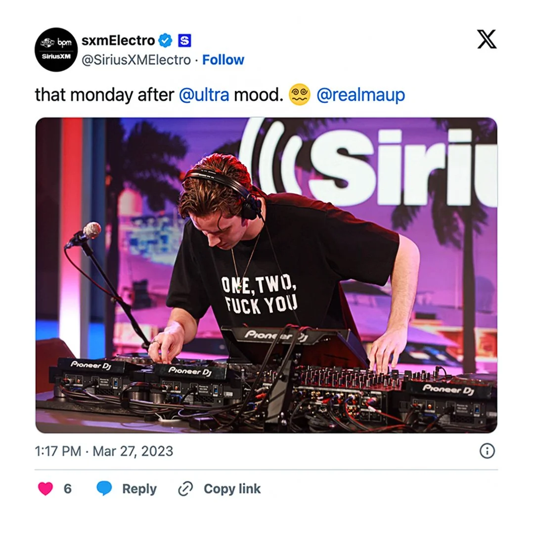 DJ Mau P performing at SiriusXM's Miami Studios