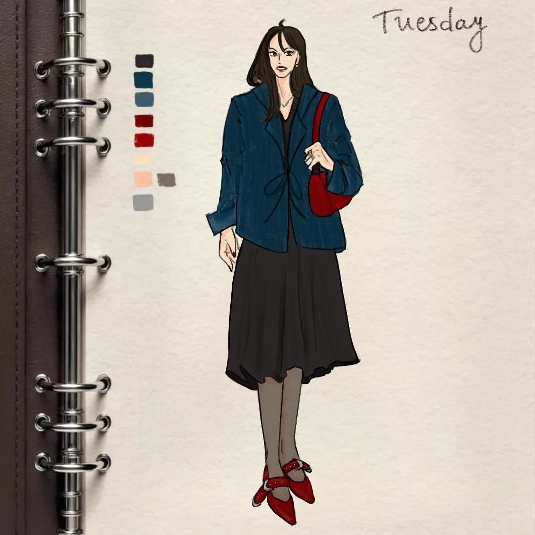 Day 2 ☆
Tuesday illustrated outfit ☆

Slide 2- messy lines 
.
.
.
.
.
Digital art, outfit, sketches, procreate, linework, illustration, ootd series, artist #ootd #illustration #ocdrawing #artist #creativefashion