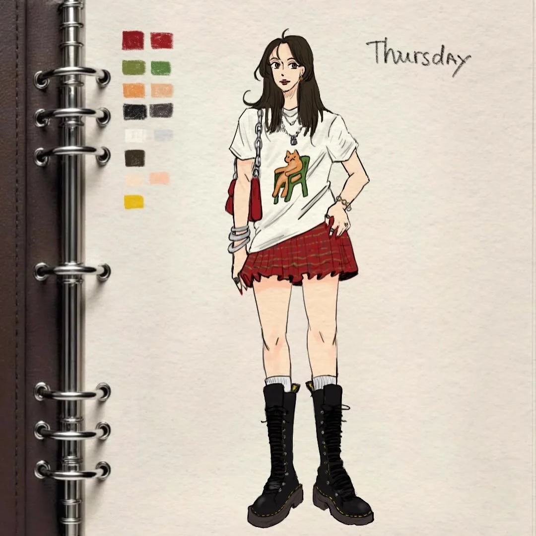 Day 4 ☆
The cat is the main character
.
.
.
.
Digital art, illustration, procreate, ootd, #artist #outfitillustration #illustration #digitalsketchbook #illustratedcharacter