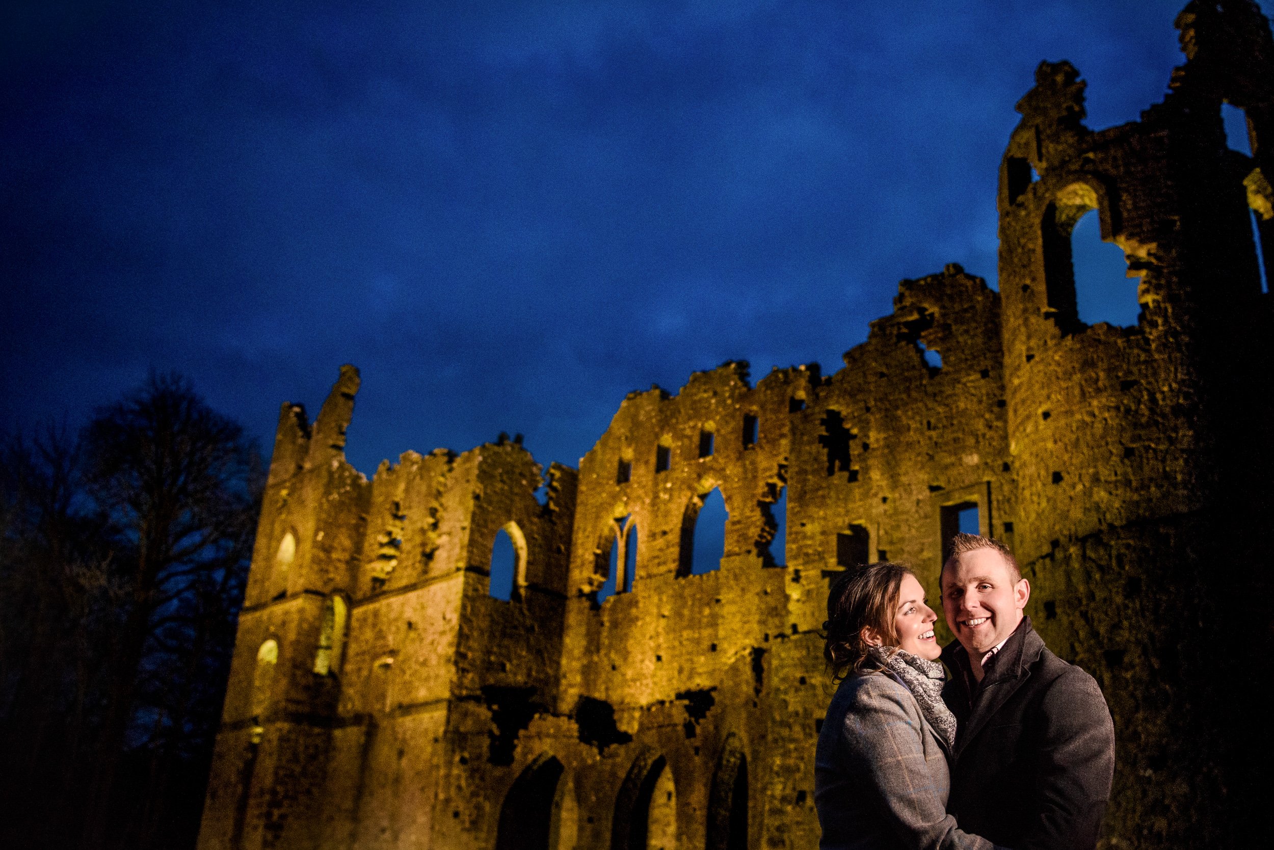 Engagement Photography Westmeath – couple portrait at night at Belvedere House Mullingar