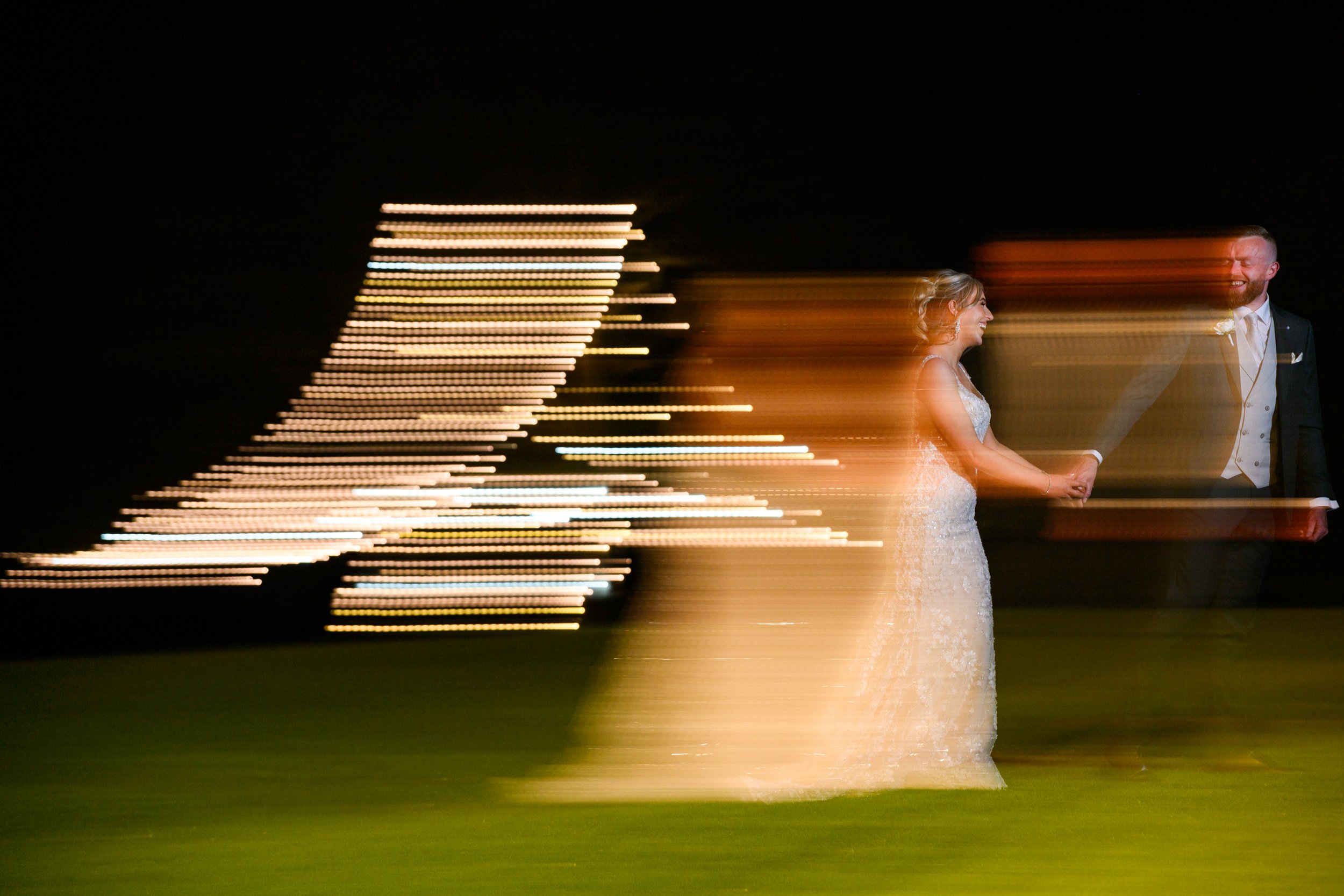 Creative night wedding photography with lighting effects Ireland