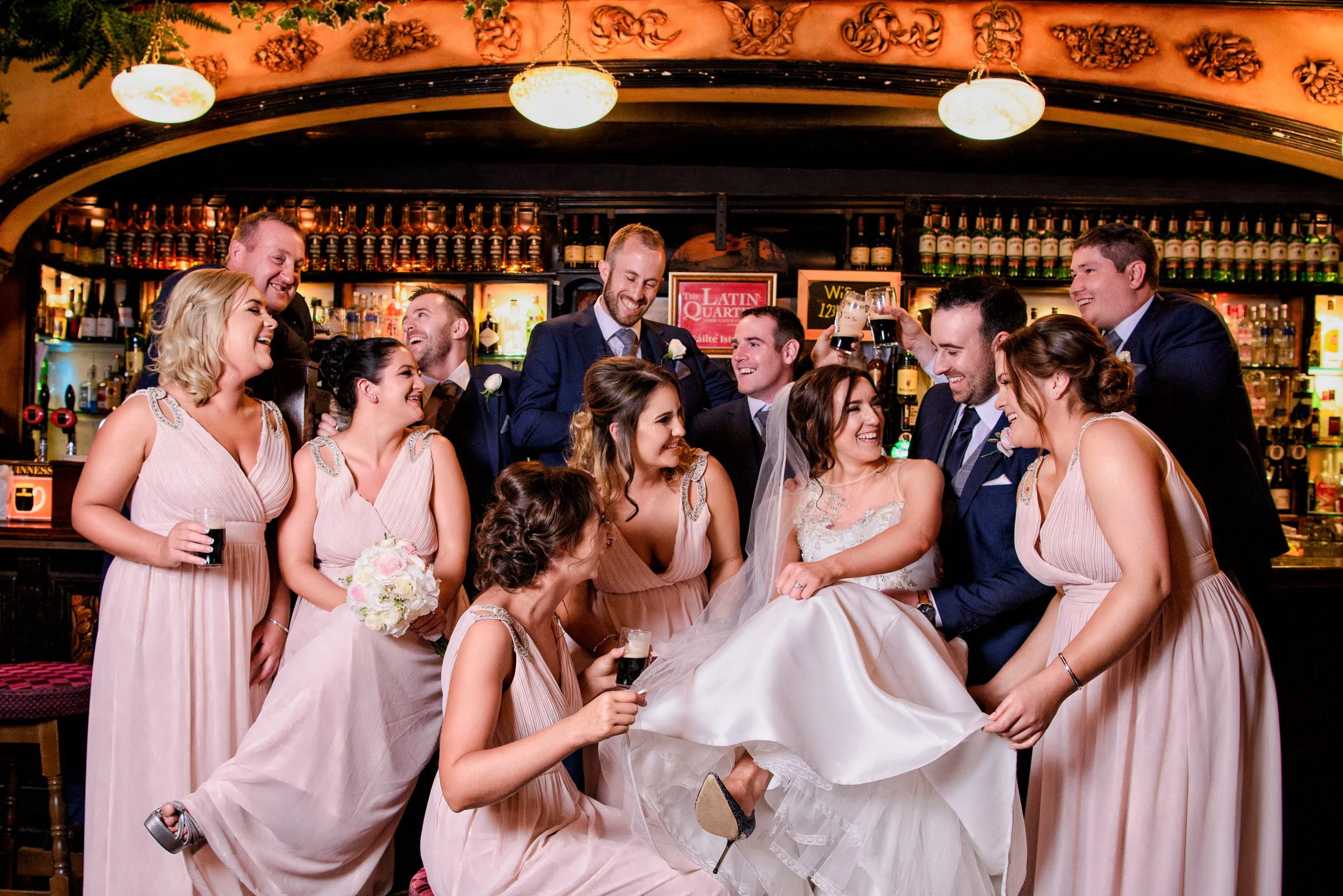Wedding Photography Galway – wedding party celebration at Quay Street