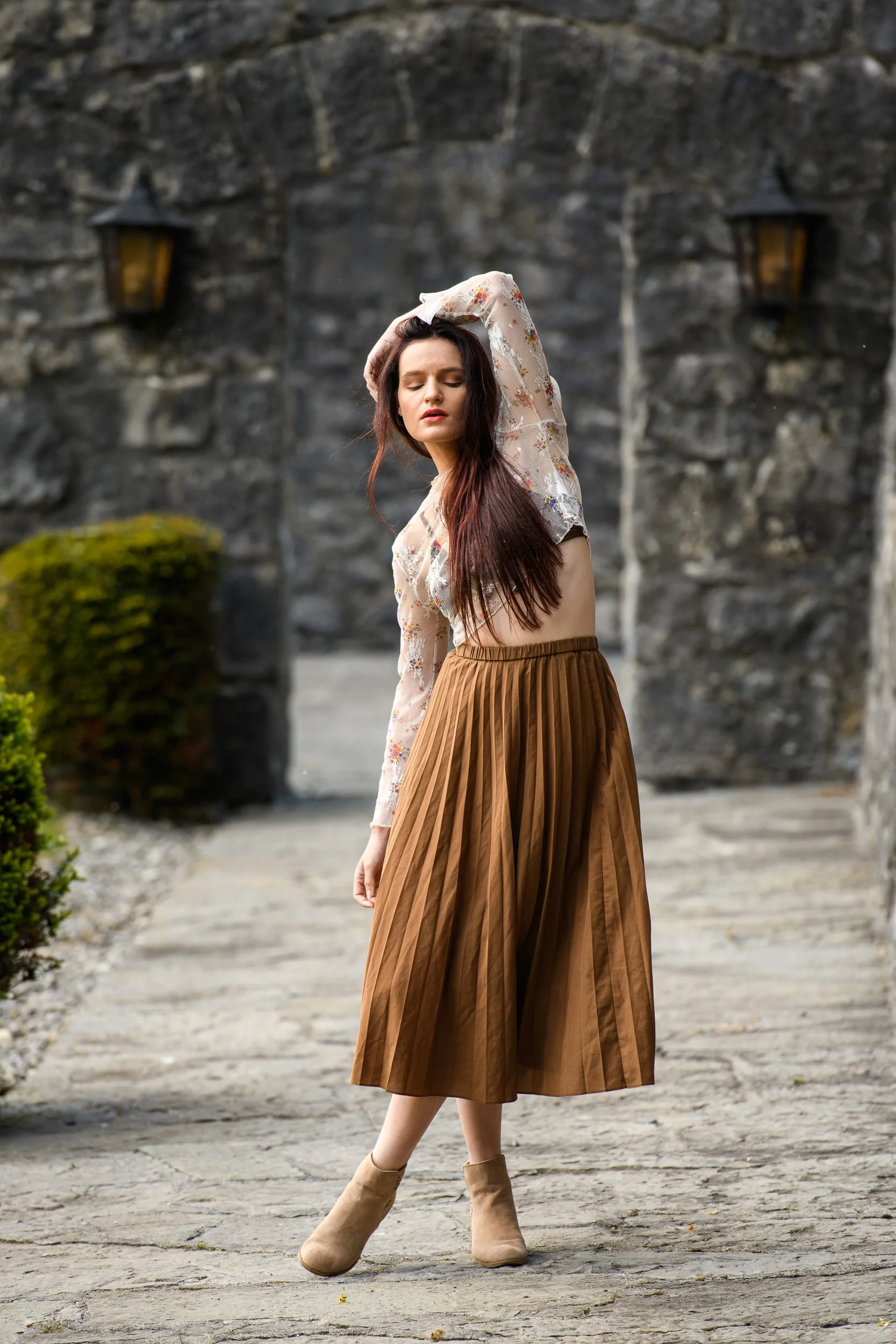 Editorial Portrait Photography Galway – outdoor fashion portrait at Cloghan Castle