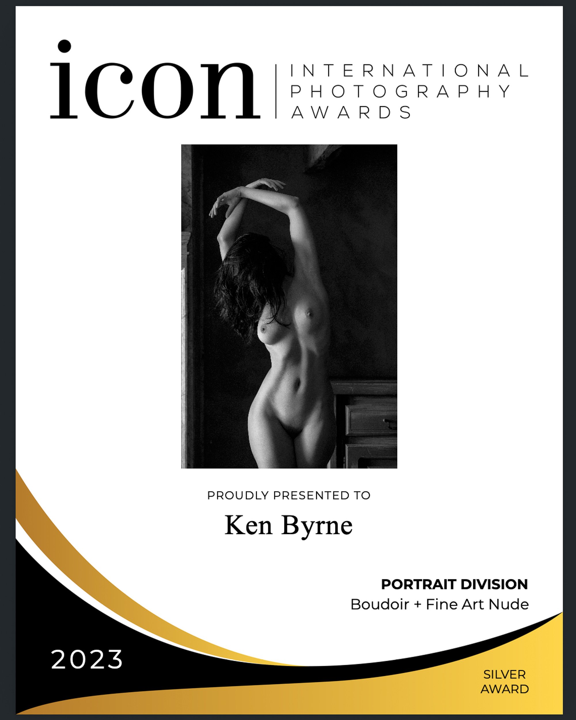 Photography Award Certificate – fine art portrait recognition with studio lighting