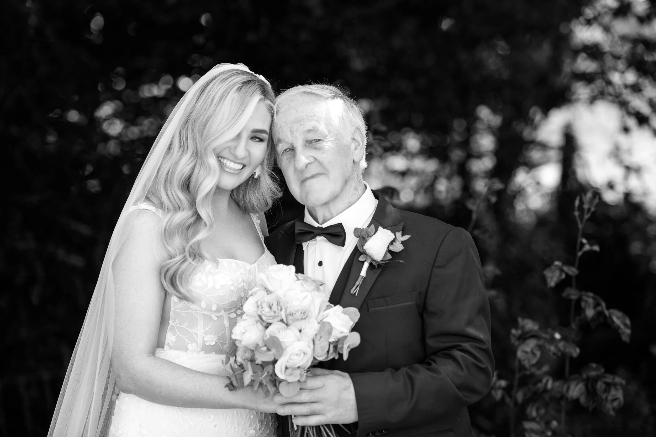 Wedding Photography Westmeath – father and bride portrait before ceremony at Glasson Lakehouse