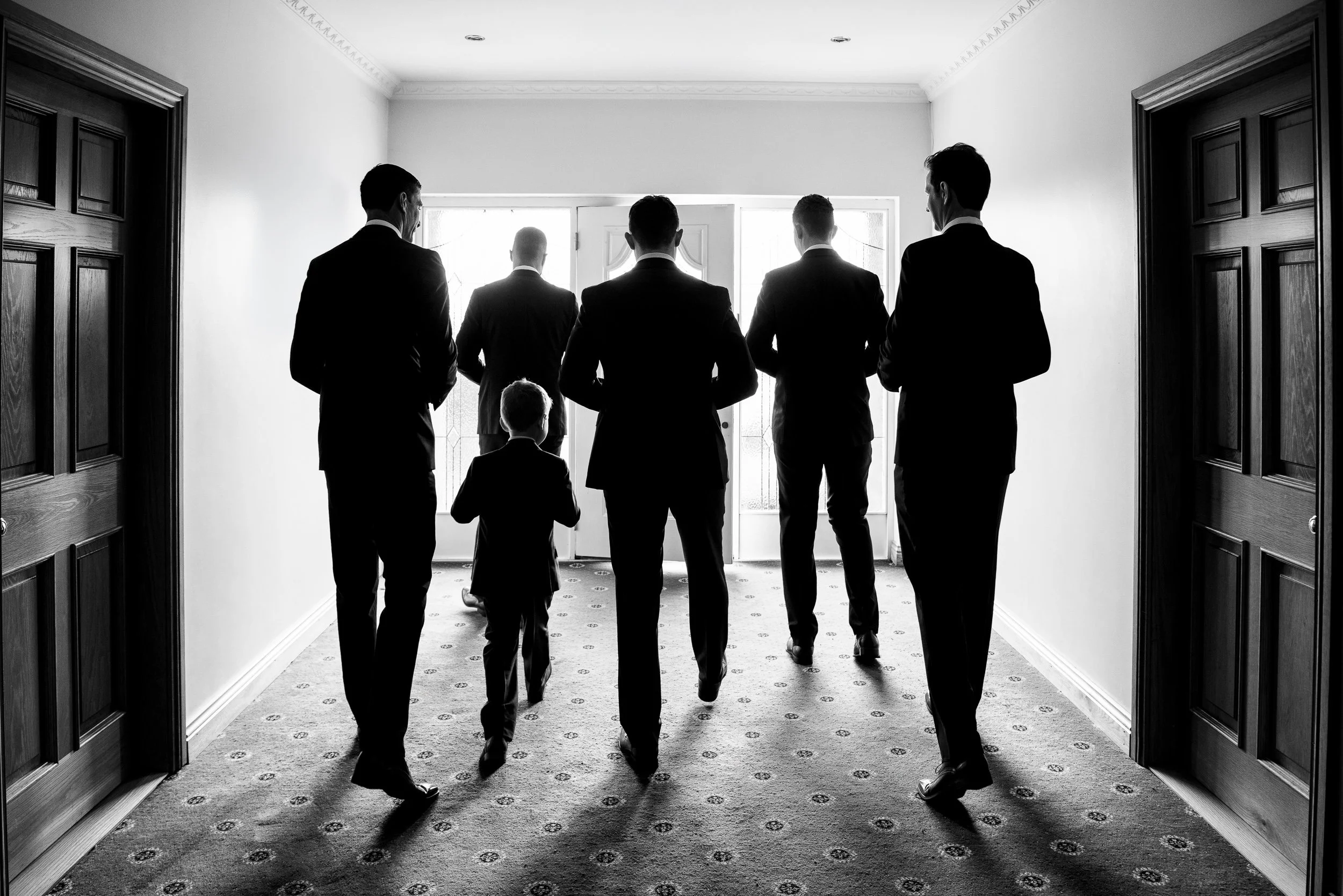 Wedding Photography Dublin – groomsmen and page boys leaving for ceremony at The Sheraton Hotel