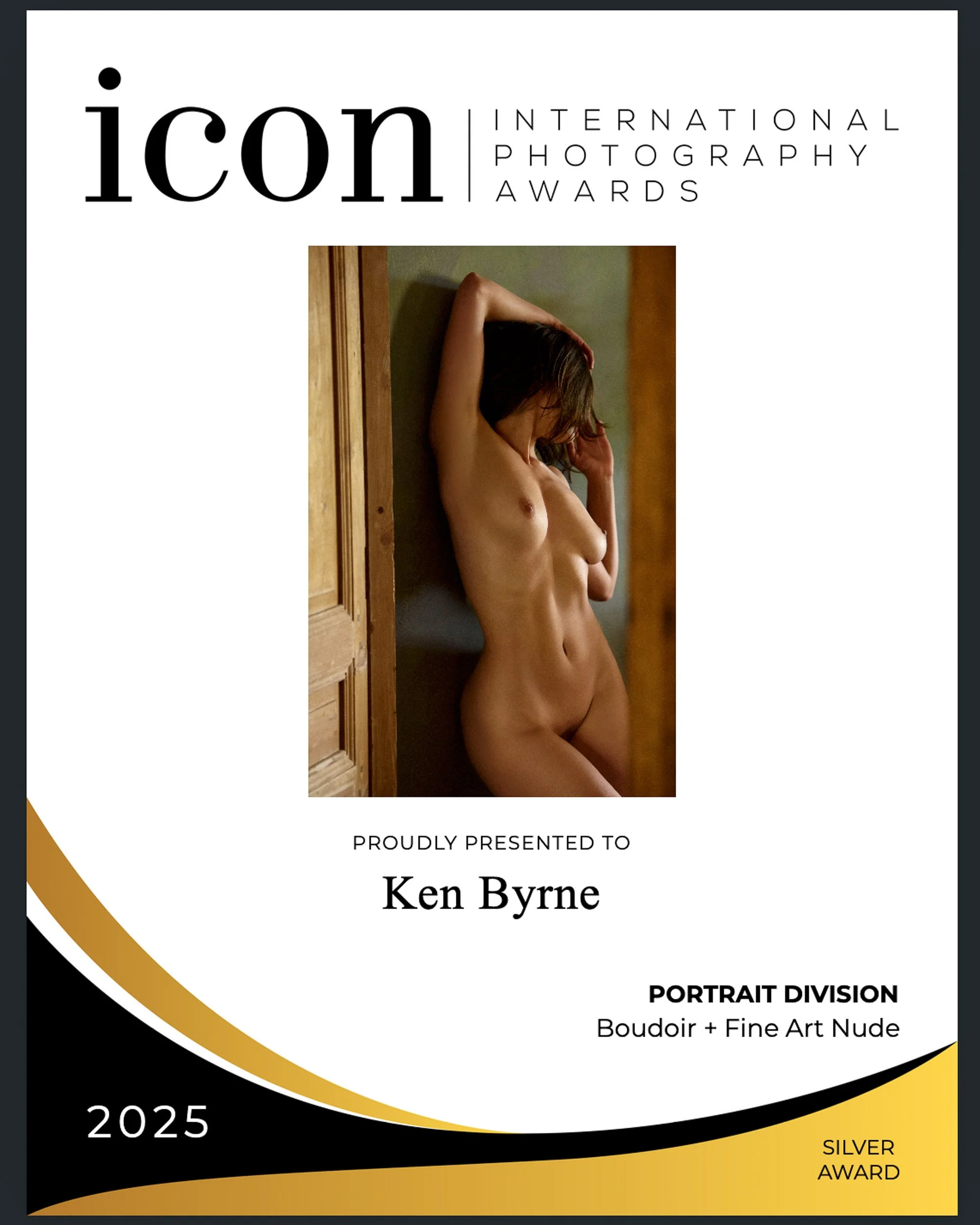 Photography Award Certificate – portrait award featuring artistic figure study