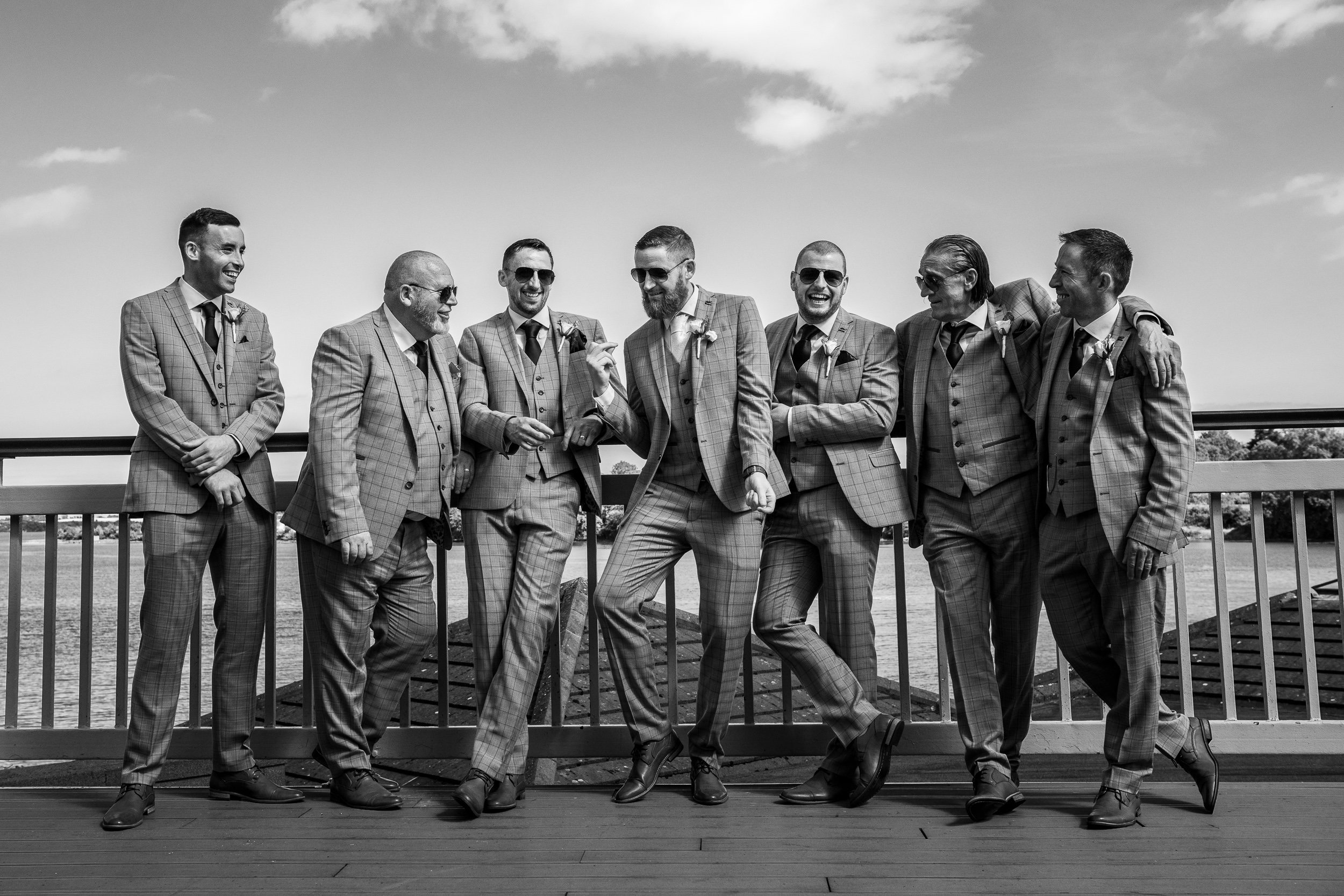 Wedding Photography Wexford – groomsmen group portrait at Ferrycarrig Hotel