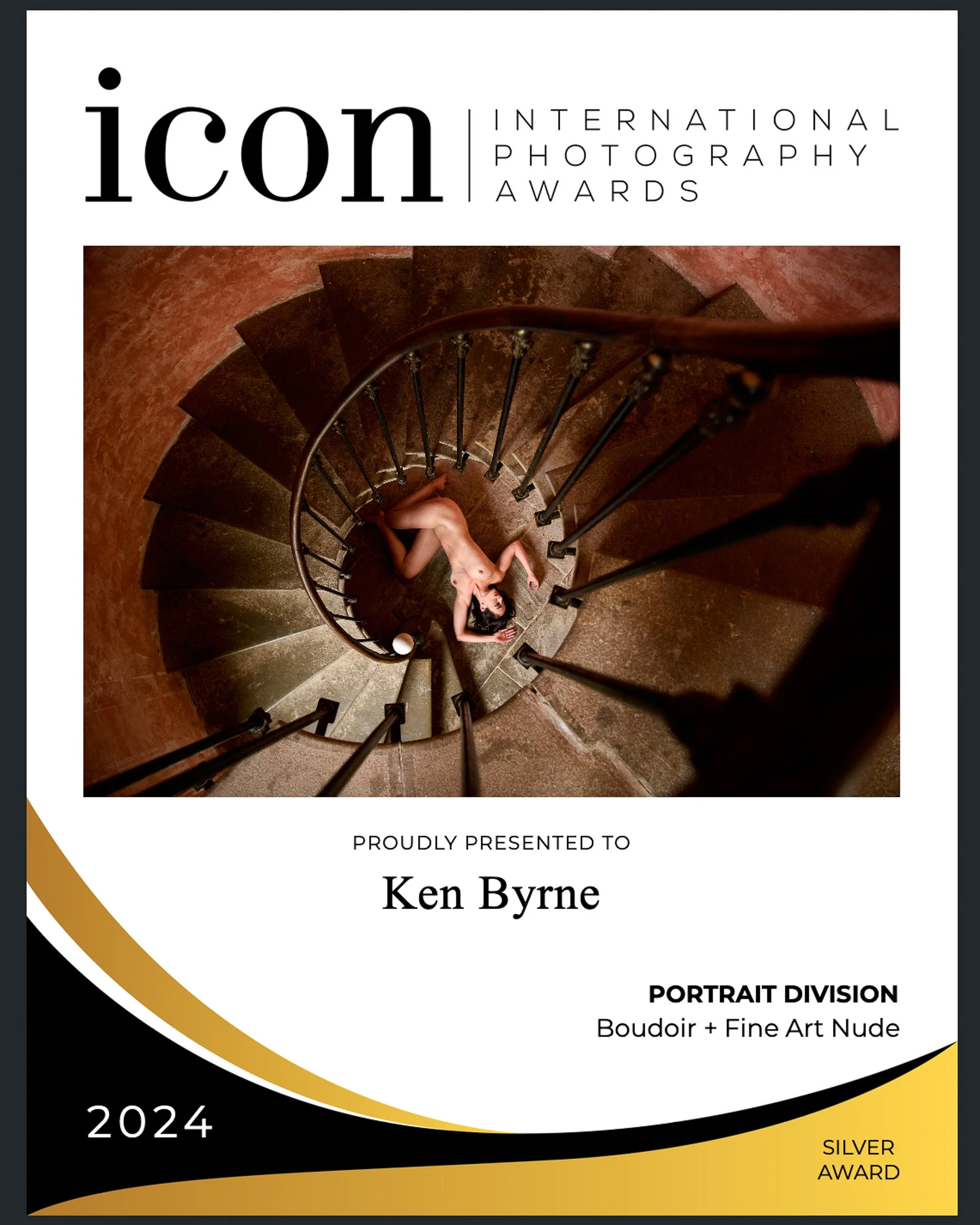Photography Award Certificate – overhead fine art composition on spiral staircase
