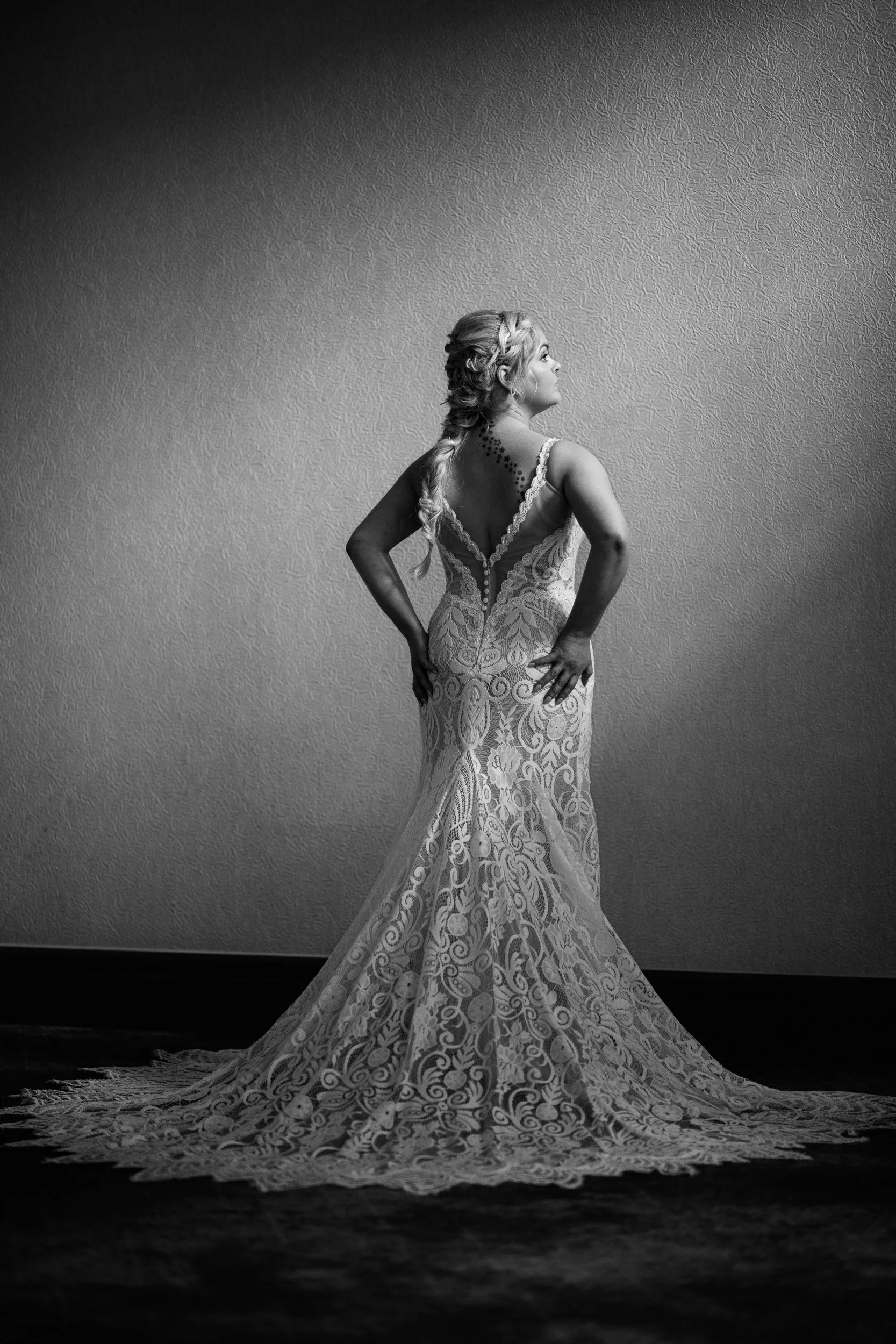 Wedding Photography Tullamore – black and white bridal portrait at The Court Hotel