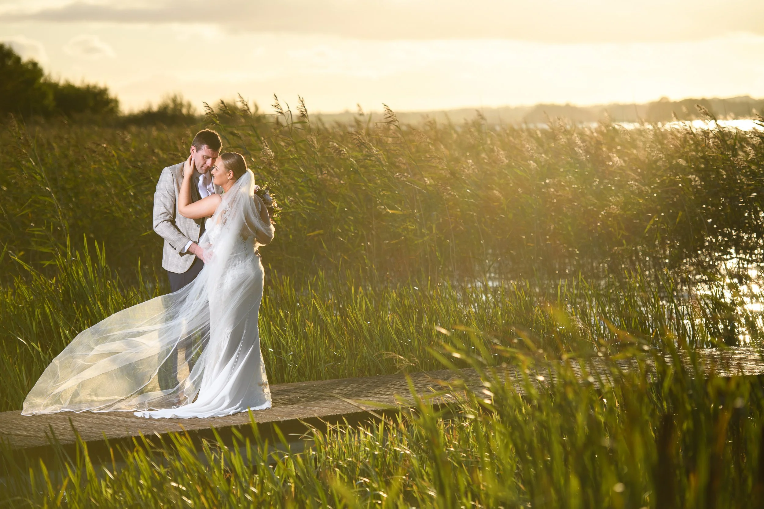 Romantic bride and groom at sunset in Westmeath – Ireland wedding photography by Ken Byrne”