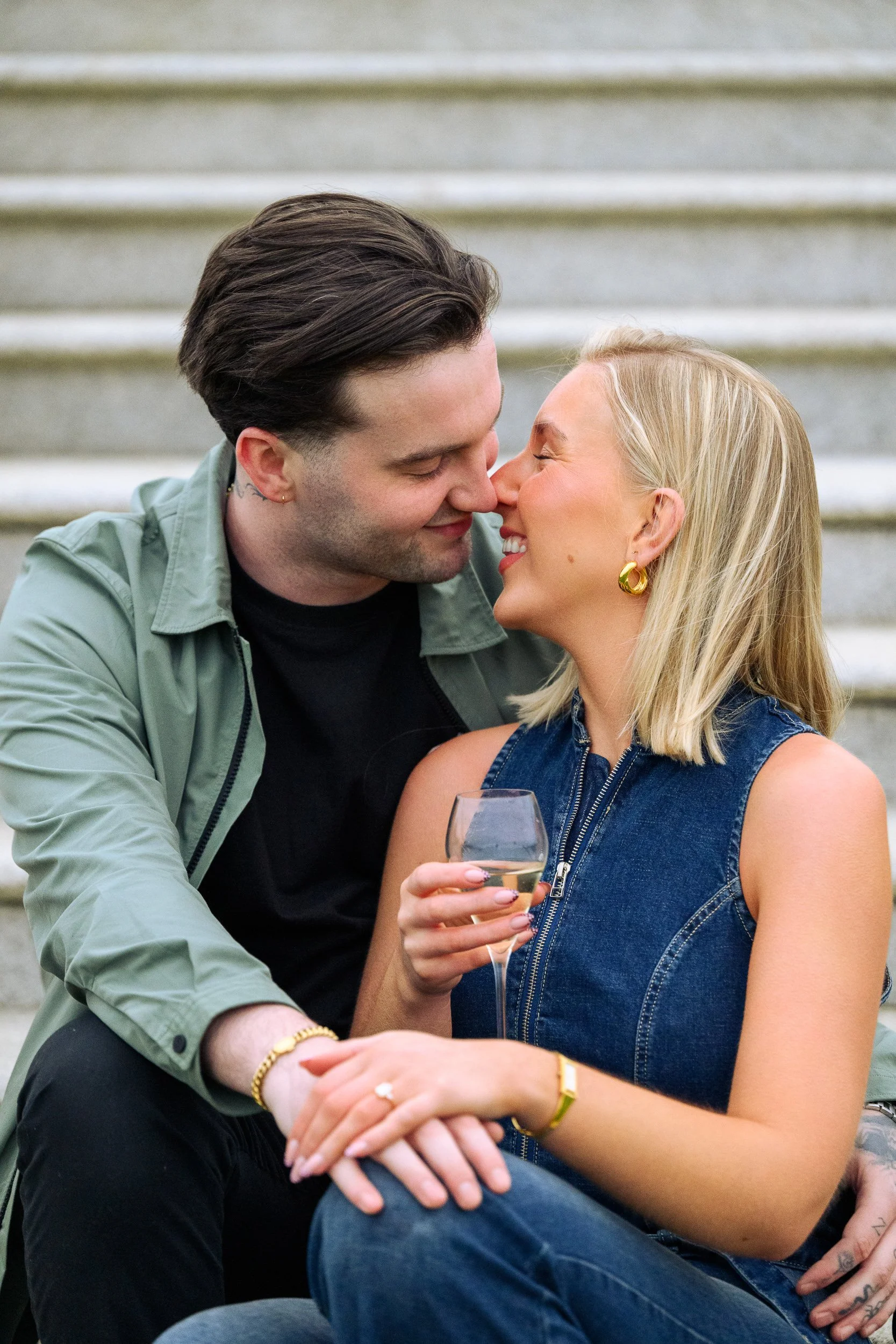 Engagement Photography Westmeath – couple seated together at Glasson Lakehouse