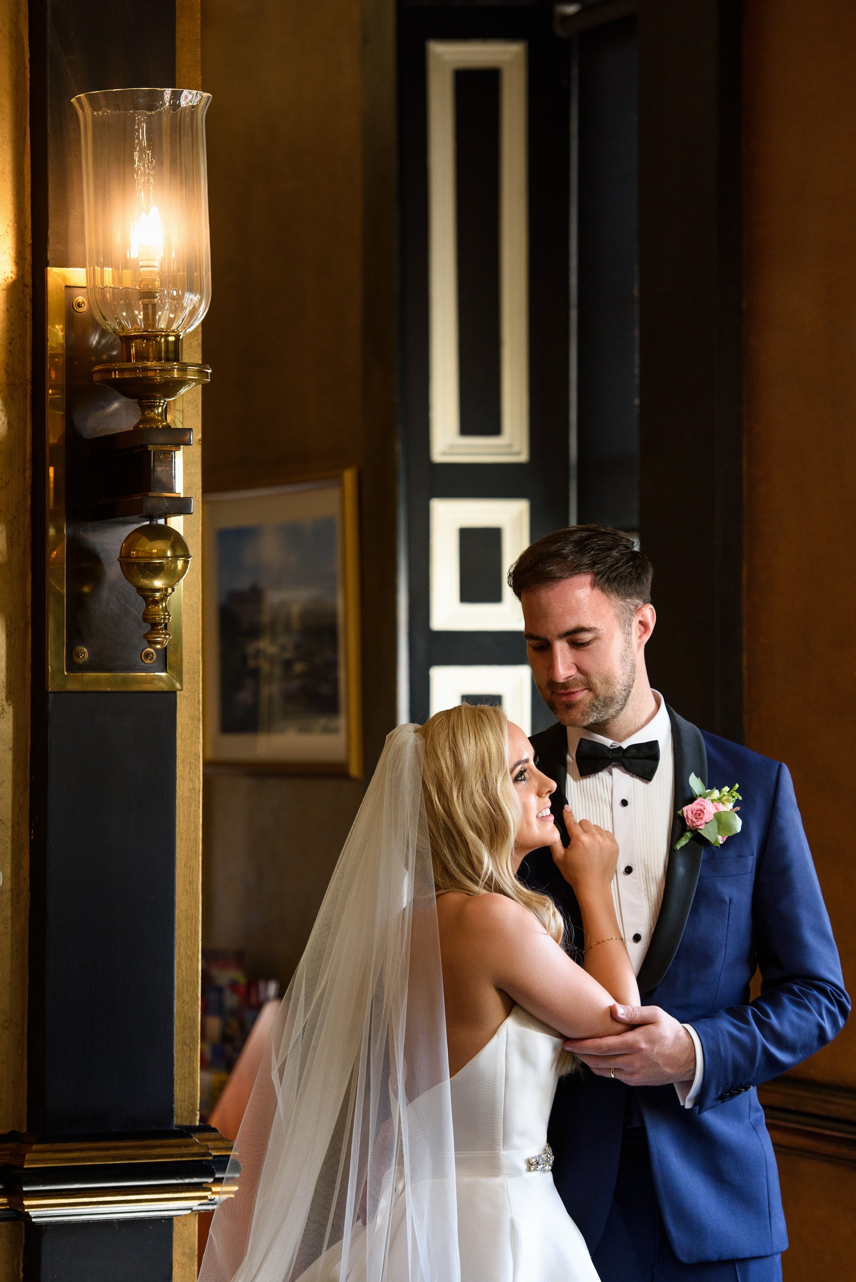 Wedding Photography Galway – couple portrait indoors at The Hardiman Hotel Eyre Square