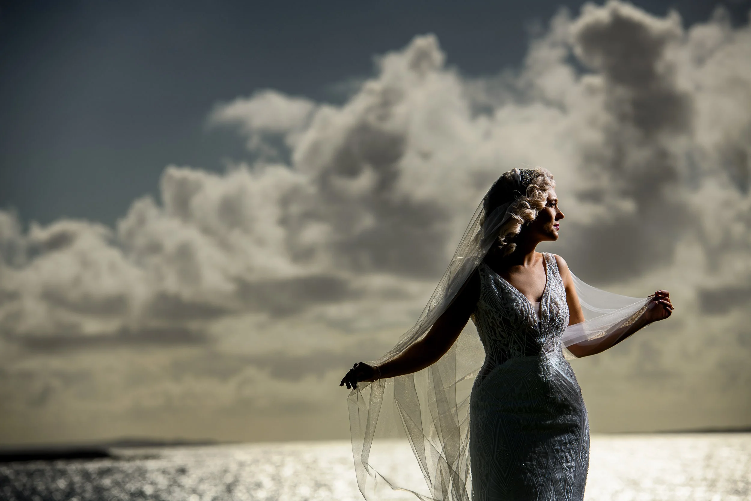 Wedding Photography Clare – bride portrait on beach at The Armada Spanish Point