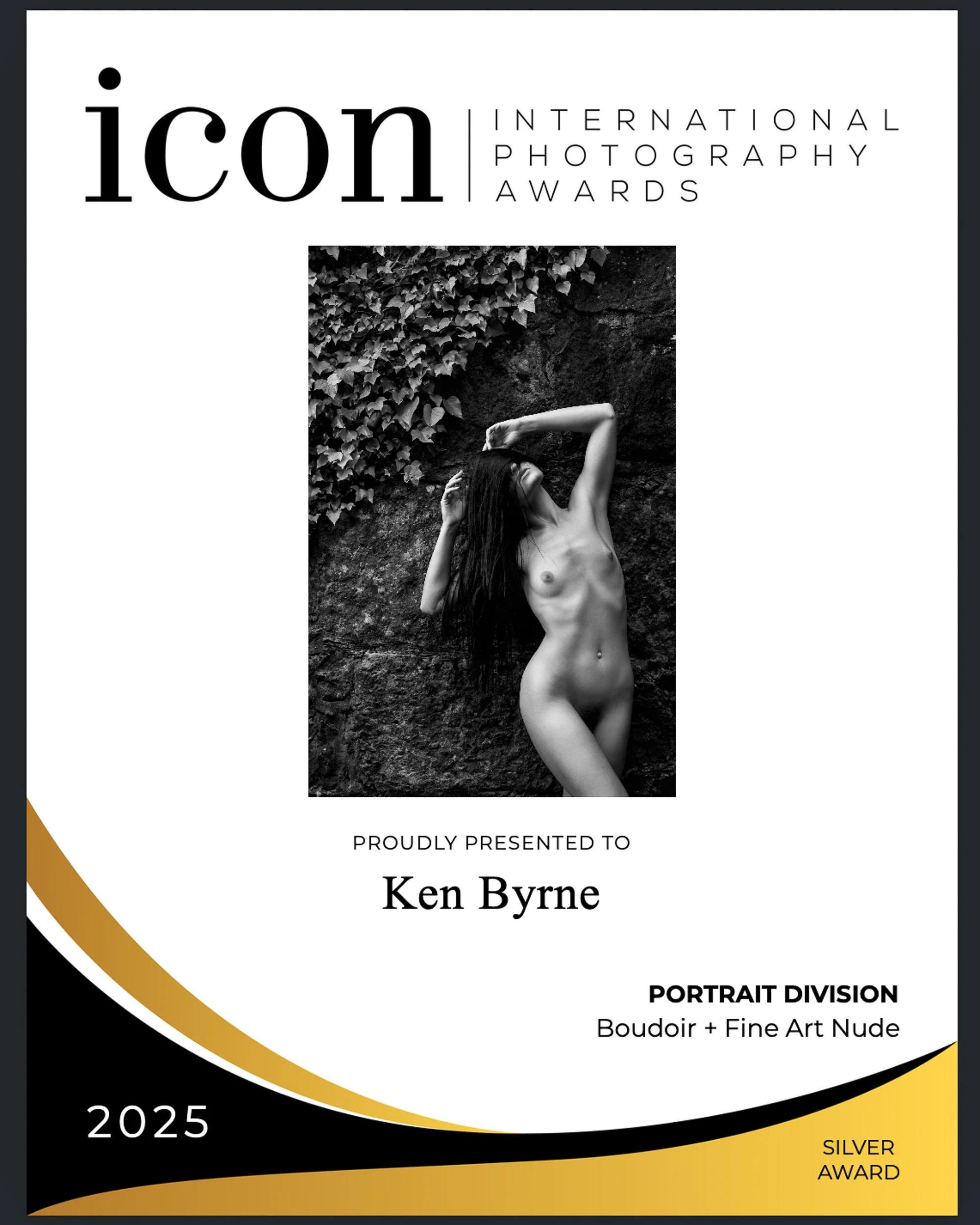 Photography Award Certificate – black and white fine art portrait recognition