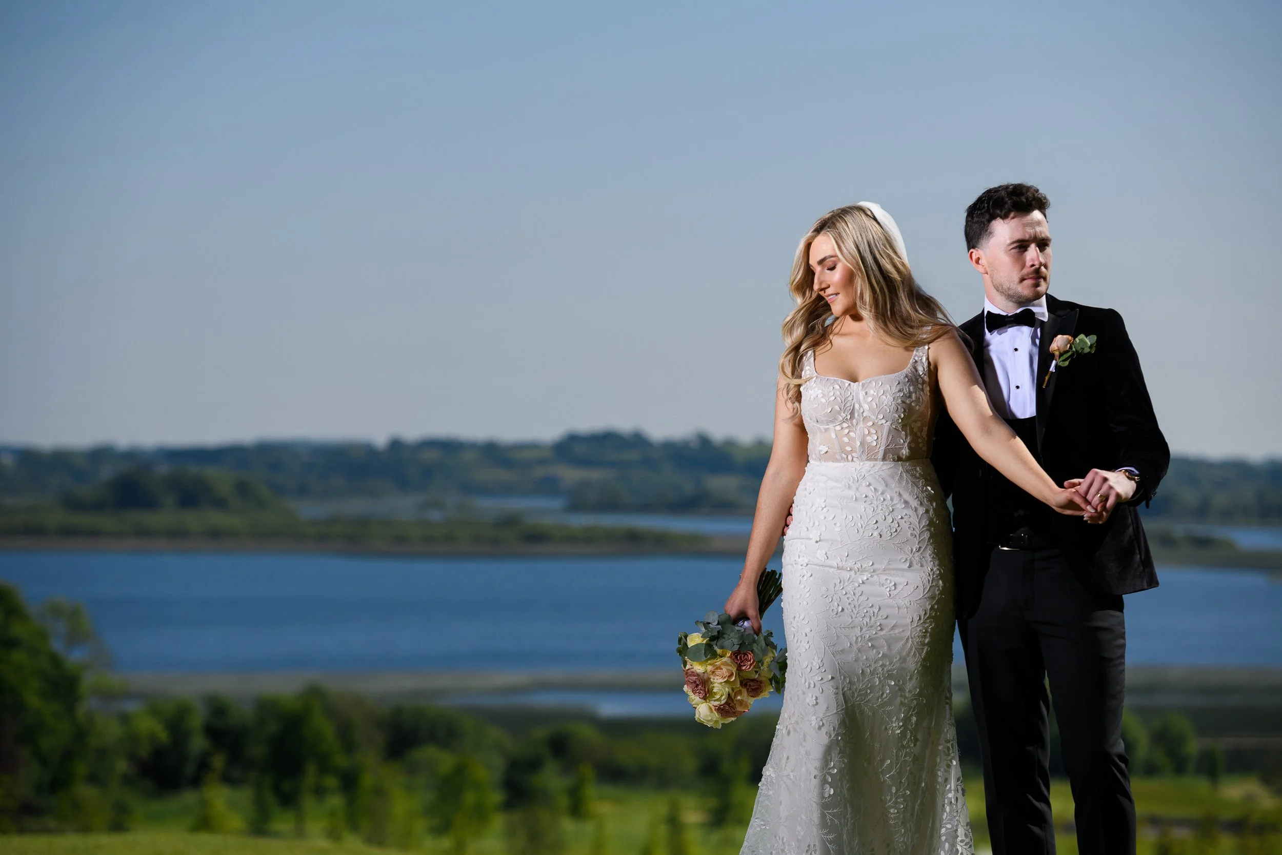 Stylised couple portrait at Glasson Lakehouse – fine art wedding photography Ireland