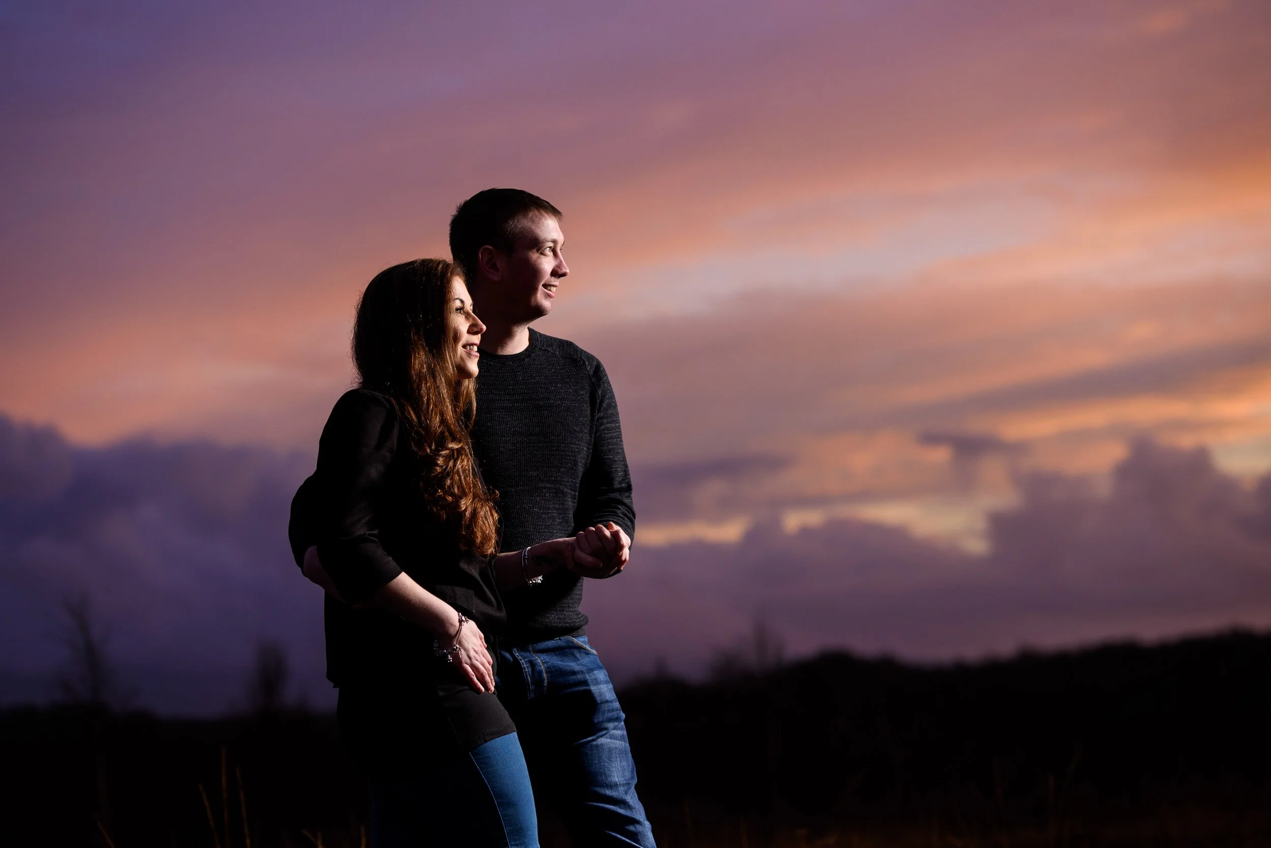 Engagement Photography Offaly – couple portrait at sunset in Lough Boora