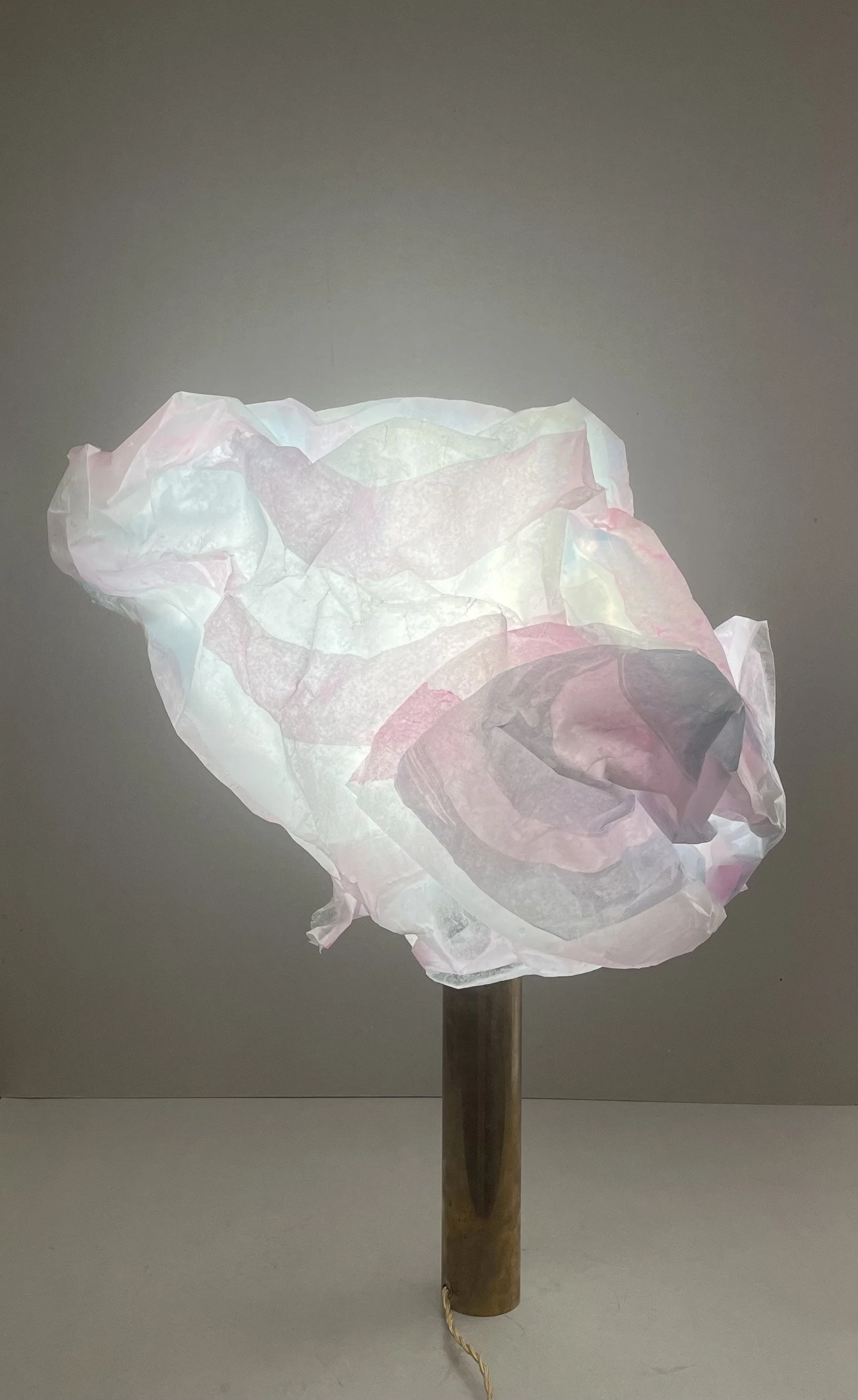 PaccoRosablue, 2024, varnished paper-iron and brass, h. 45 cm, d. 25-35 cm Orsina Sforza Luci .jpg