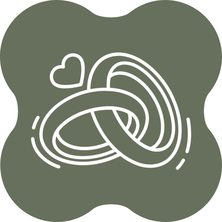 Line drawing of a twisted pretzel with a small heart above it, on a dark green background.