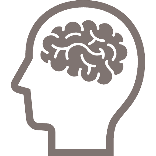Silhouette of a human head with a brain illustration inside