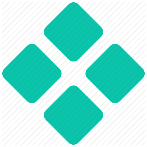 Icon of four teal-colored diamonds arranged in a square pattern with a black background.