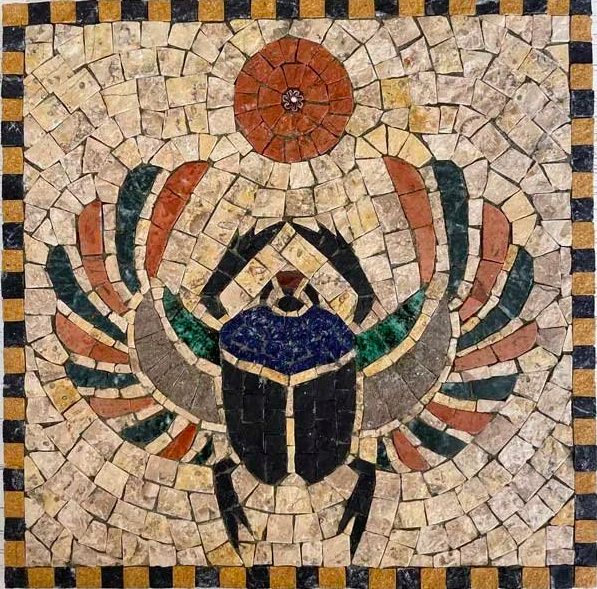 A mosaic of an Egyptian scarab