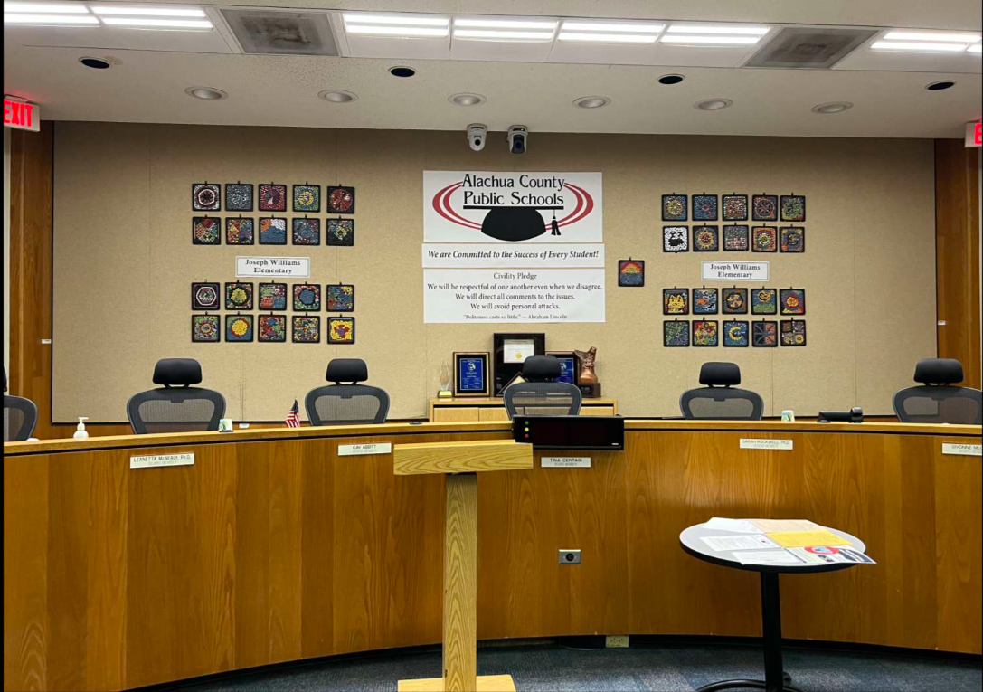 mosaics displayed at alachua county commissioners meeting room 