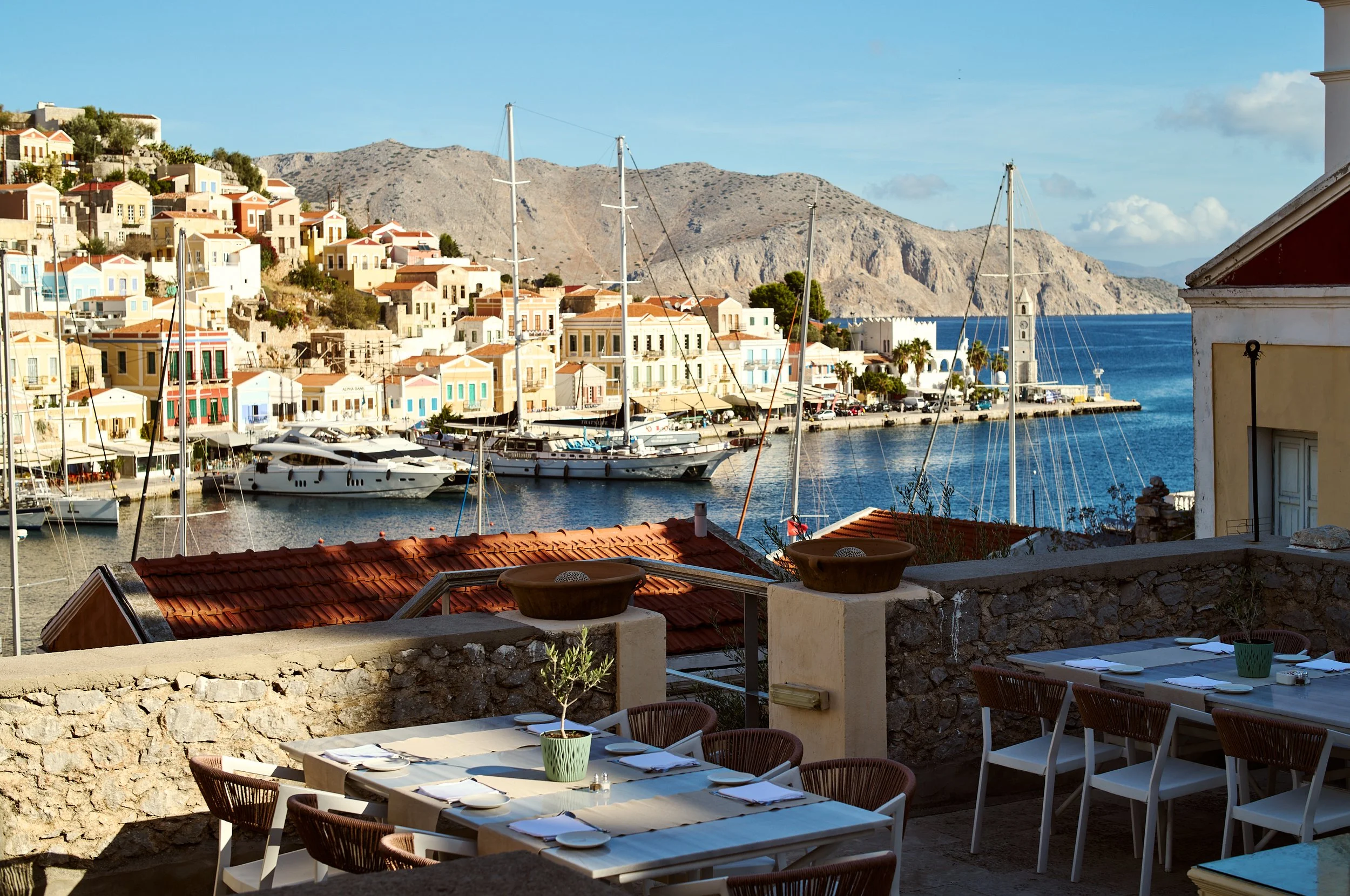 An exquisite, centuries-old national monument with enthralling views over Symi’s charming harbour.