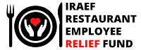 Logo with a heart inside a black circle, and text reading 'IRA...F RESTAURANT EMPLOYEE RELIEF FUND'.