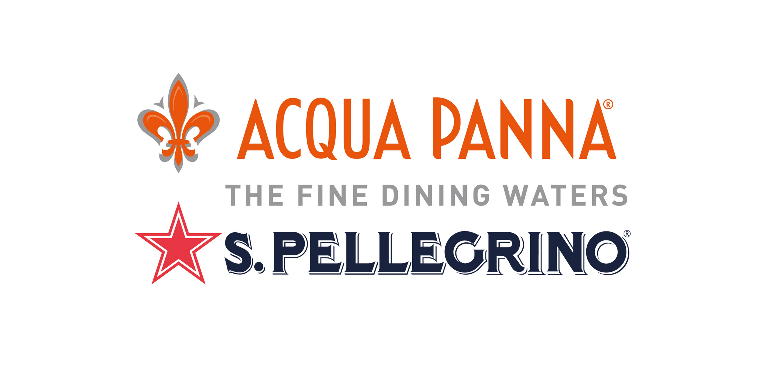 Logo for Aqua Panna and San Pellegrino featuring a fleur-de-lis and text.