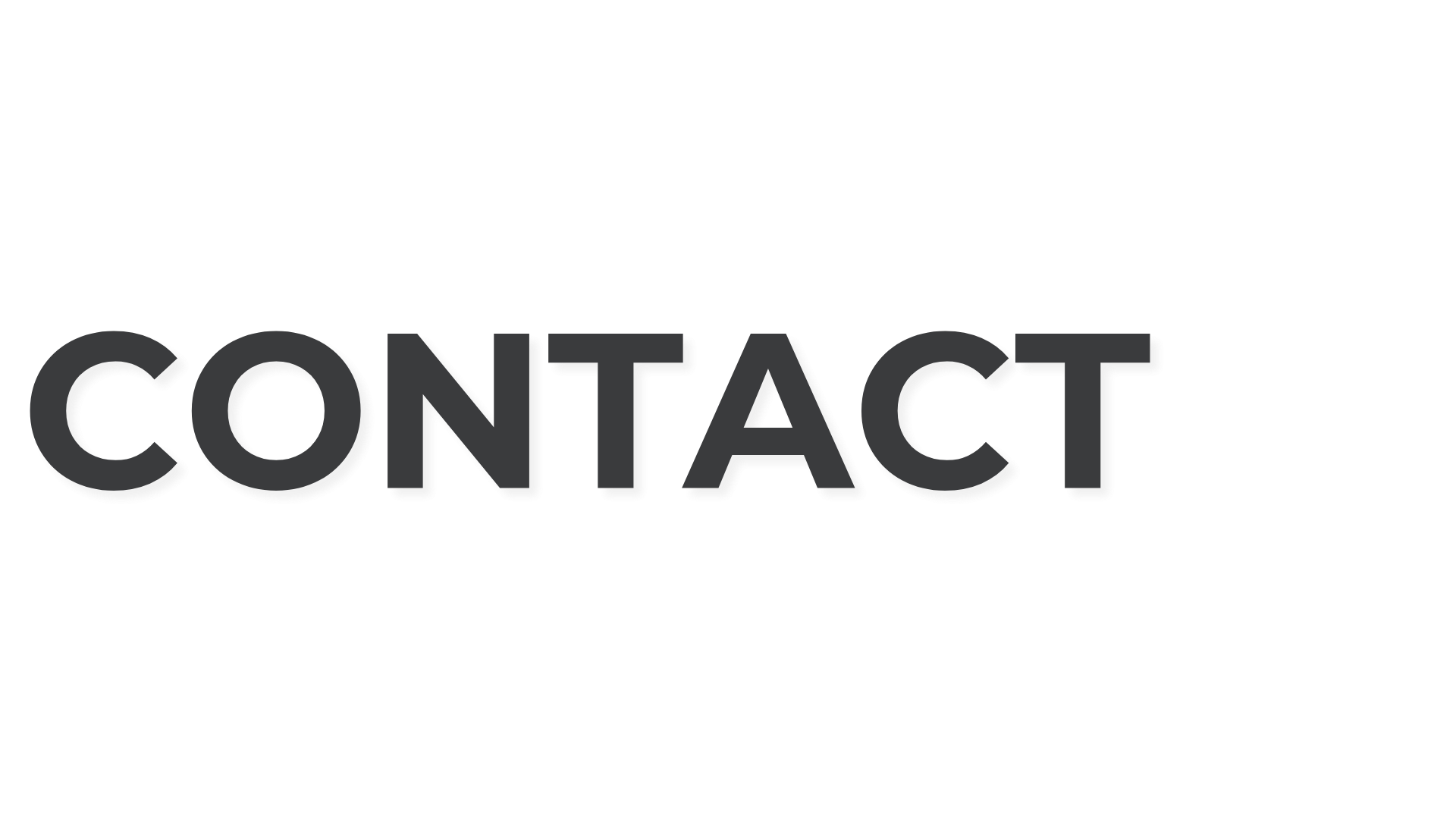 The word 'CONTACT' in large, bold, three-dimensional black and white letters on a transparent background.
