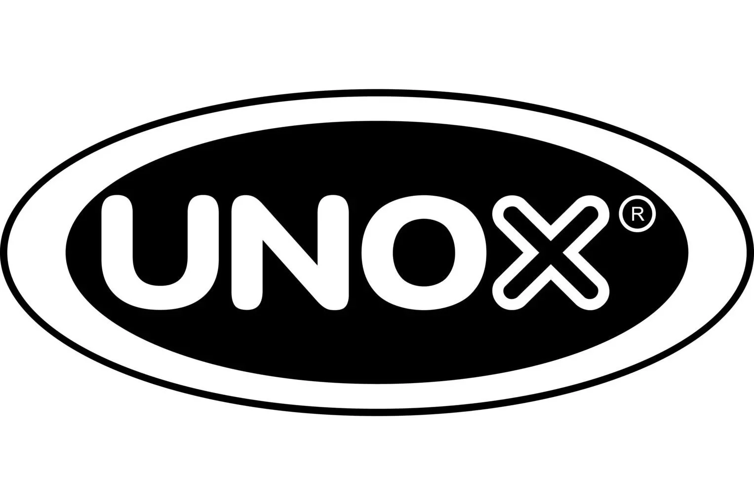 Black and white logo with the word 'UNOXX' inside an oval shape.