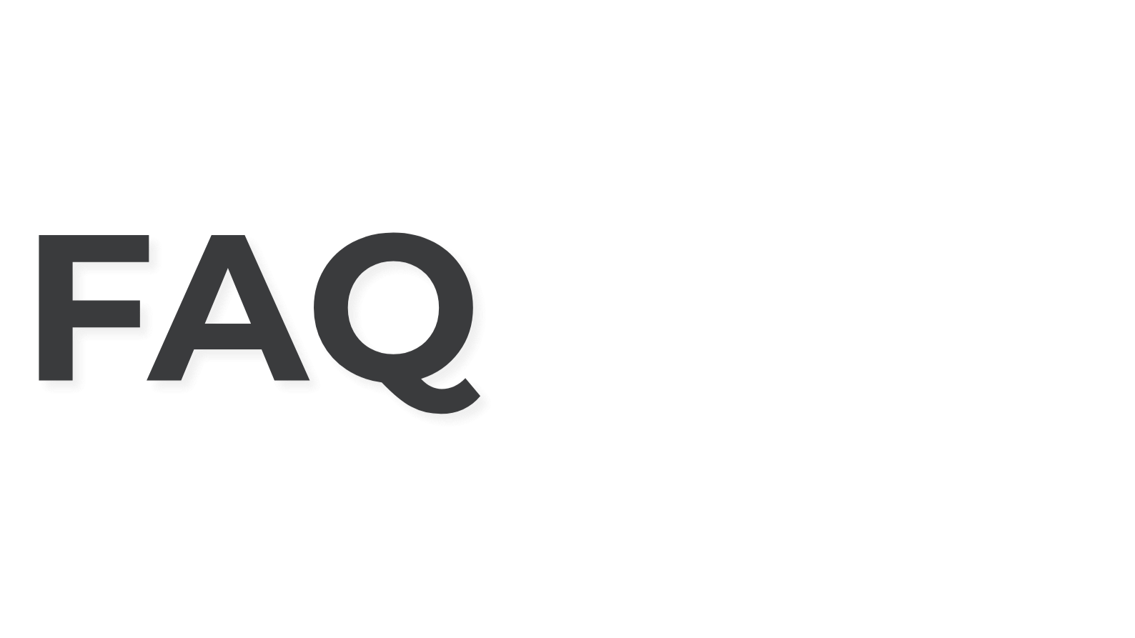 Graphic with the text 'FAQ' and a web search bar on a black and white background.