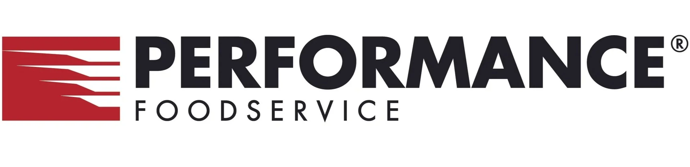 Logo for Performance Foodservice featuring a red stylized blade icon and the text 'PERFORMANCE FOODSERVICE'.