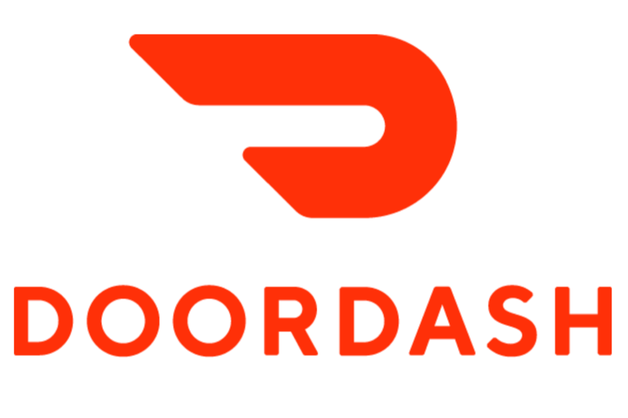 DoorDash logo with a stylized red 'D' and the company name in red text underneath.