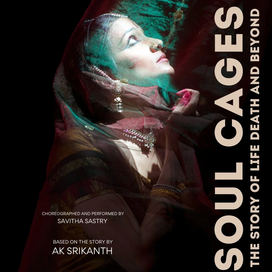 A woman dressed in traditional attire, wearing jewelry, with her head covered, looking upwards with a contemplative expression, with a dark background and bold text on the right side of the image.