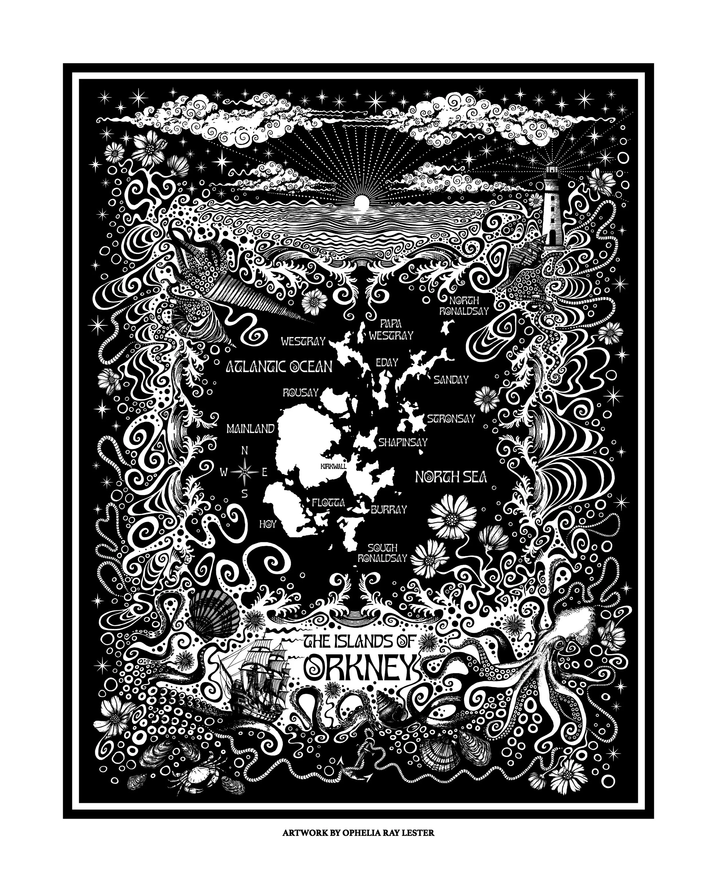 Map of Orkney - Fine Art Print - A3