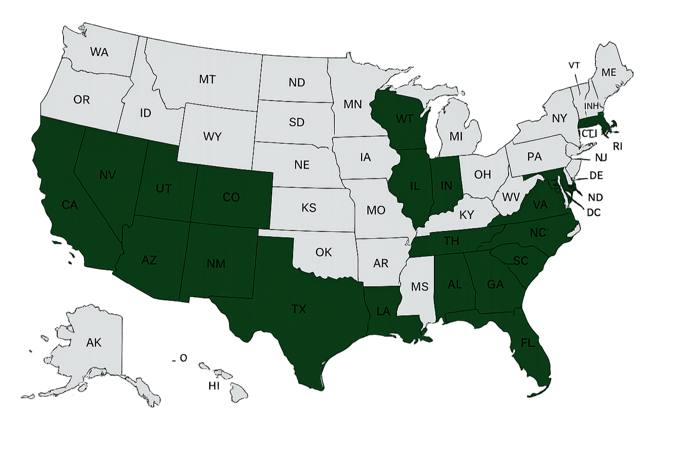 A map of some of the places Rueden Group home designs have been built