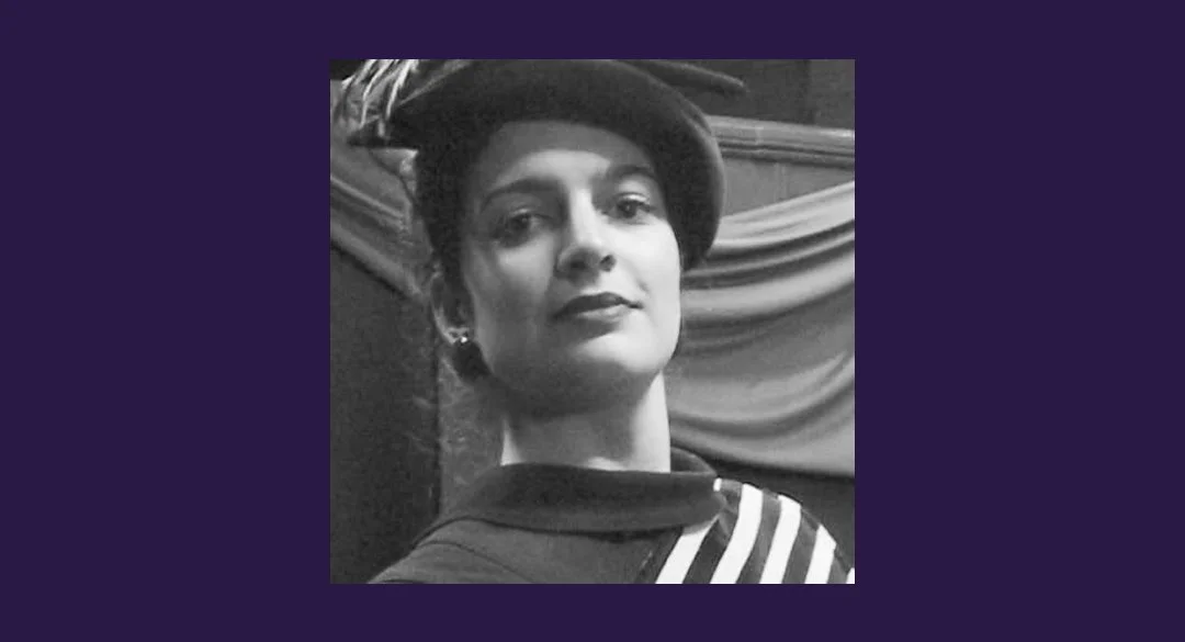 Amelia wearing a costume at rehearsals at theatre school