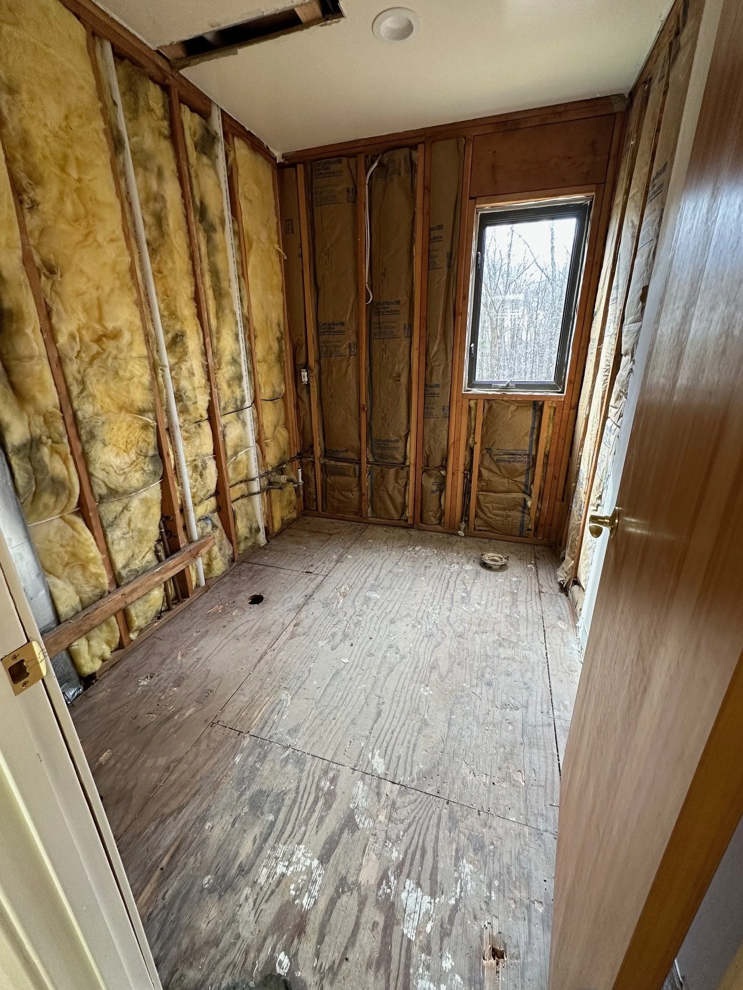 Stripped bathroom during demo