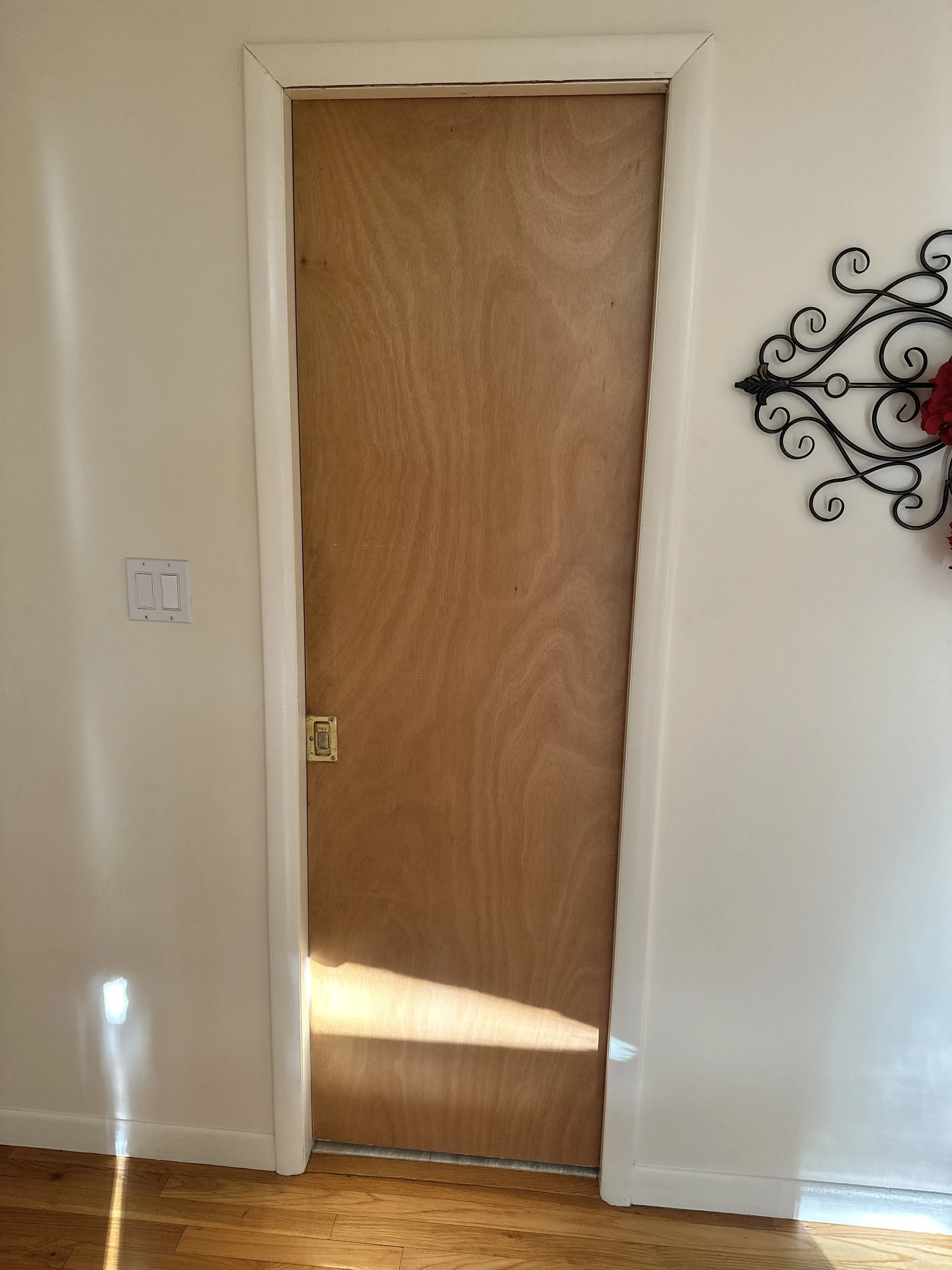 Existing sliding door before replacement