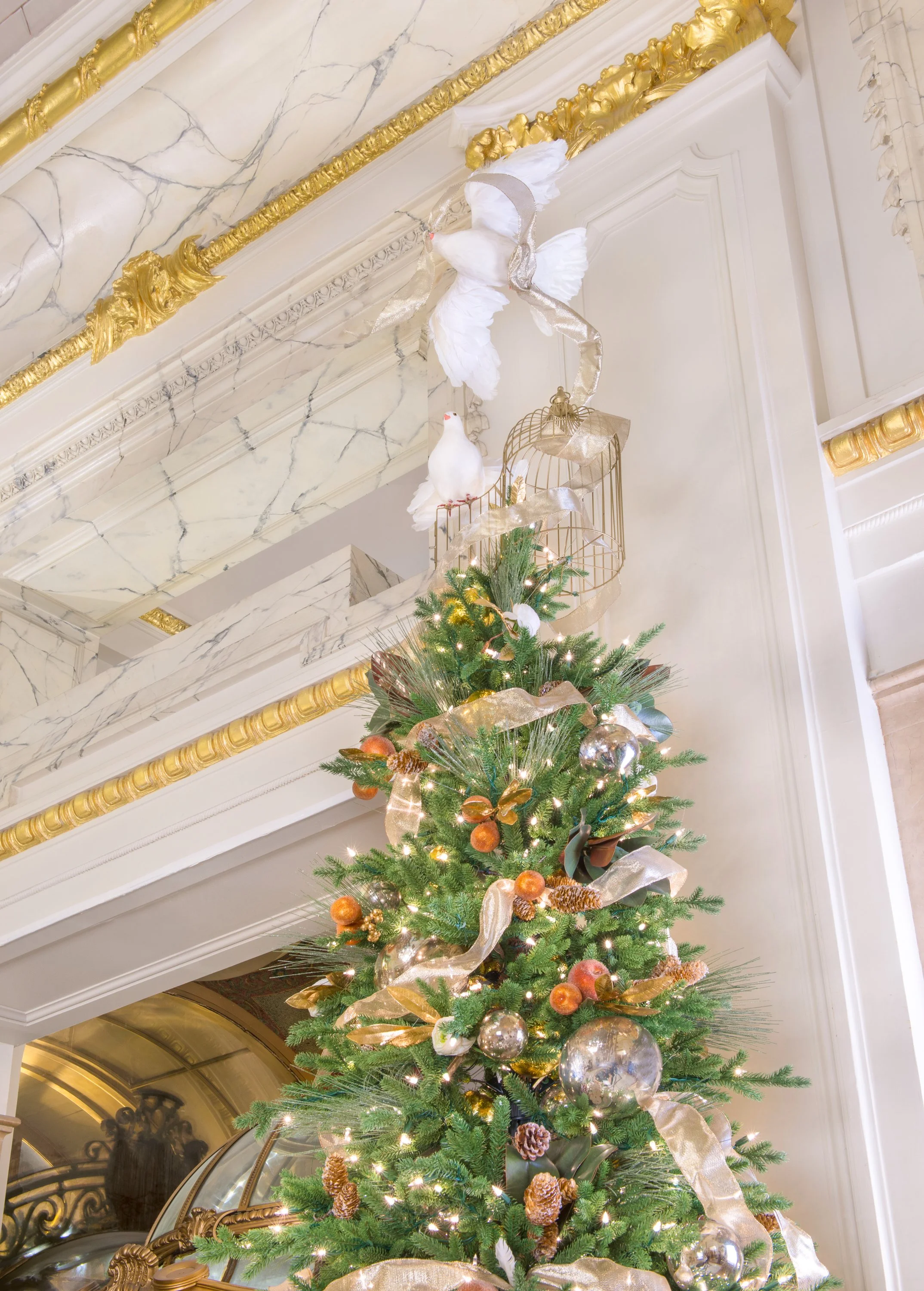 St. Regis Hotel New York holiday installation, Alexander Mann, Christmas tree detail, luxury seasonal decoration