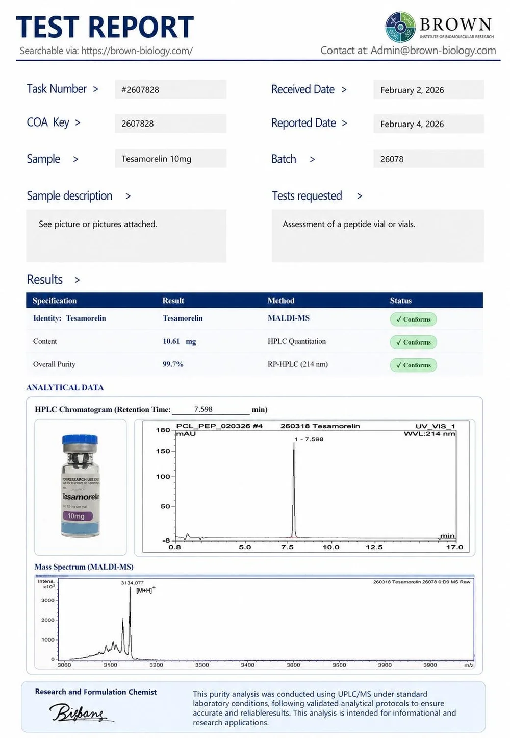 Tesamorelin 10mg  Precision Peptides
