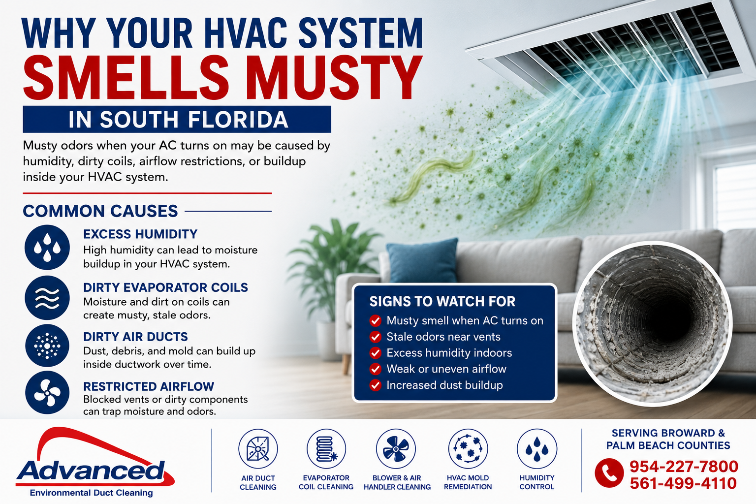 Why Your HVAC System Smells Musty When the AC Turns On in South Florida