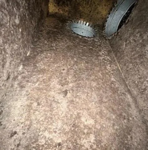 Dirty air duct system with dust and debris buildup before professional cleaning in Boca Raton