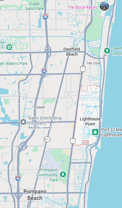Map of Lighthouse Point Florida service area for air duct cleaning services