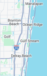Map showing locations including Manalapan, Boynton Beach, Ocean Ridge, Gulf Stream, Delray Beach, and nearby roads and waterways.