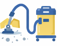 Vacuum cleaner with a hose, cleaning a surface.