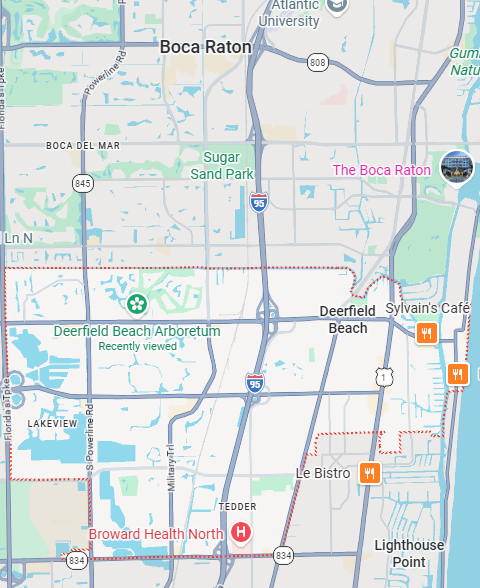 air duct cleaning service area map Deerfield Beach FL and surrounding areas